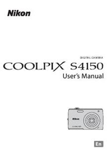 Nikon Coolpix S4150 manual. Camera Instructions.